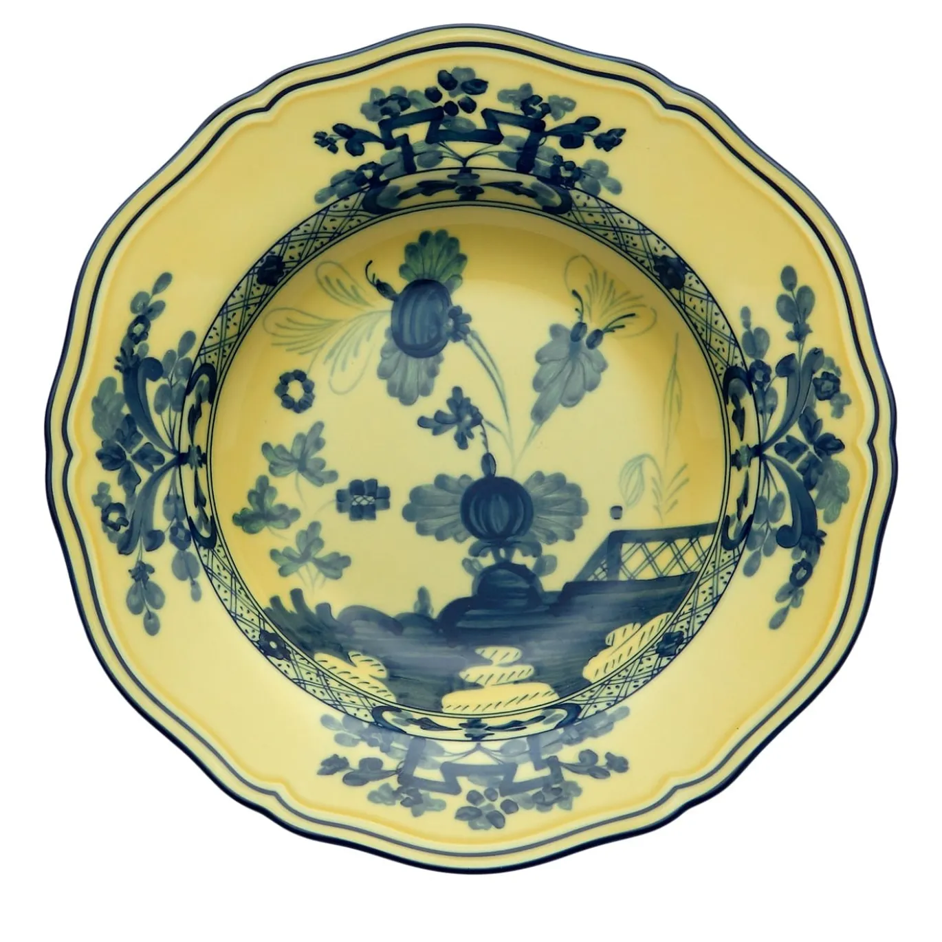 Set di 6 Piatti Fondi Oriente Italiano Citrino in Porcellana Gialla di Gio Ponti