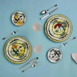 Set di 6 Piatti Fondi Oriente Italiano Citrino in Porcellana Gialla di Gio Ponti
