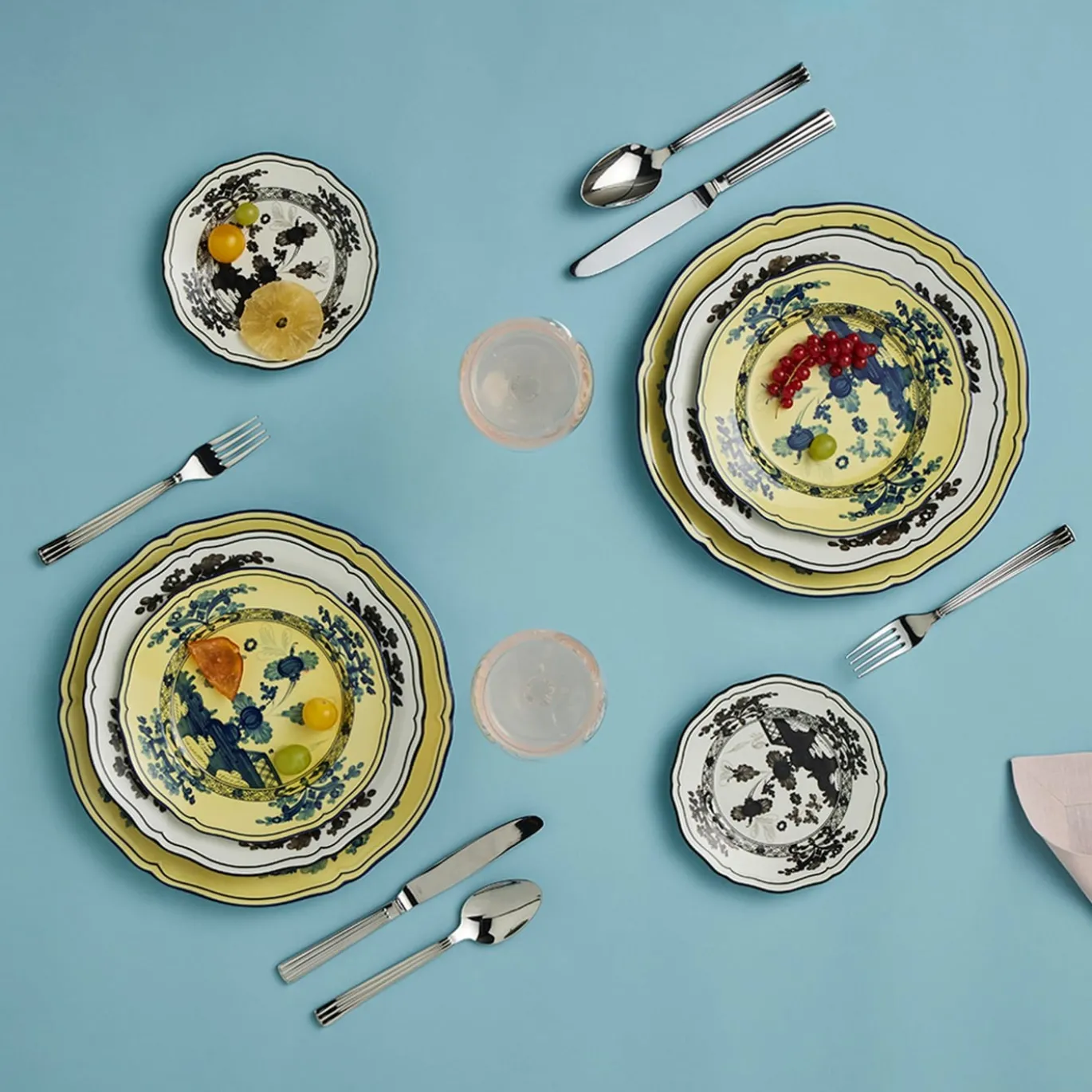 Set di 6 Piatti Fondi Oriente Italiano Citrino in Porcellana Gialla di Gio Ponti