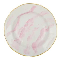 Set di 6 piatti fondi Rosa Nuvola in porcellana e oro realizzati a mano