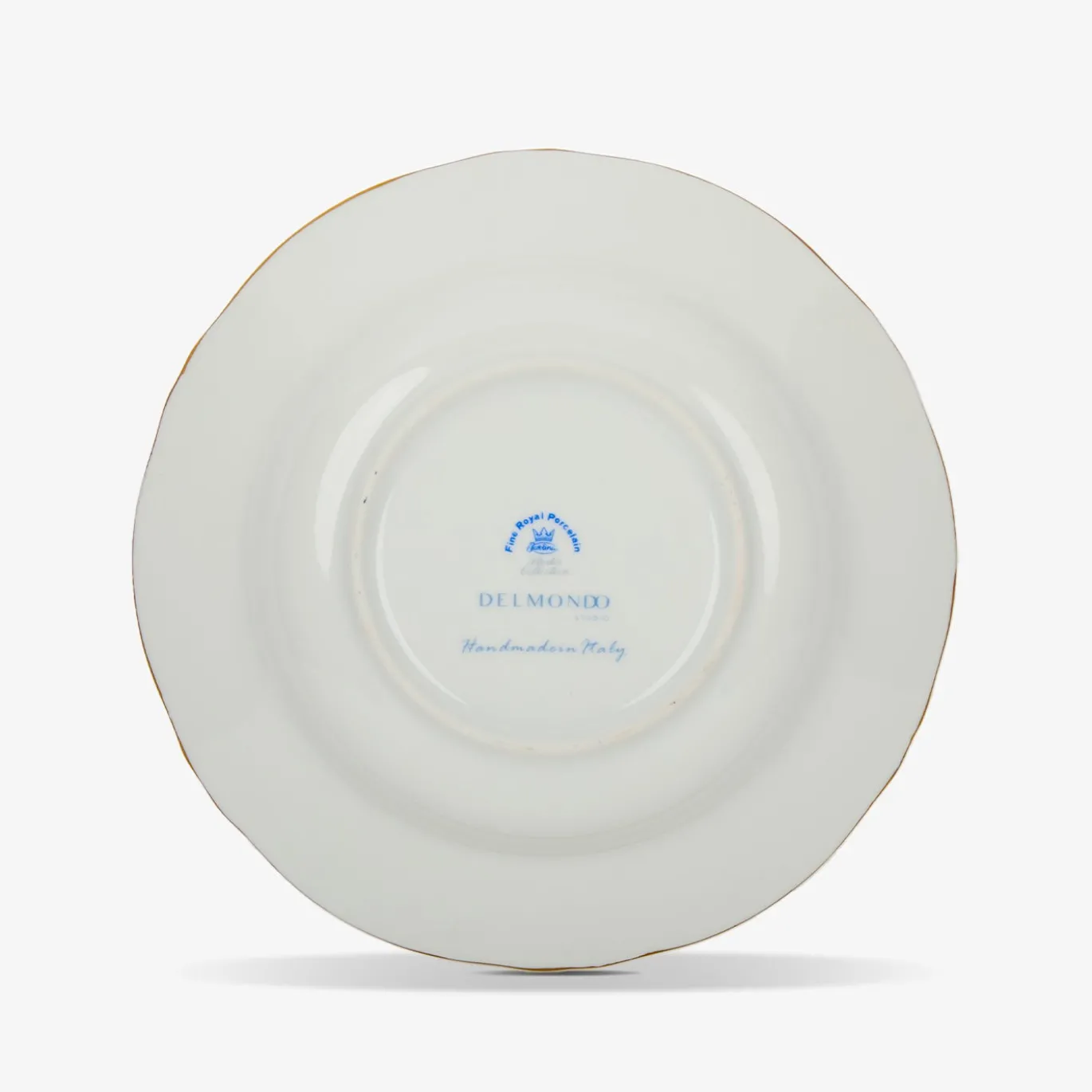 Set di 6 piatti fondi Rosa Paris in porcellana e oro realizzati a mano