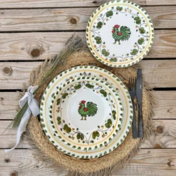 Set di 18 piatti Galletto Green
