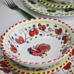 Set di 18 piatti Galletto Red