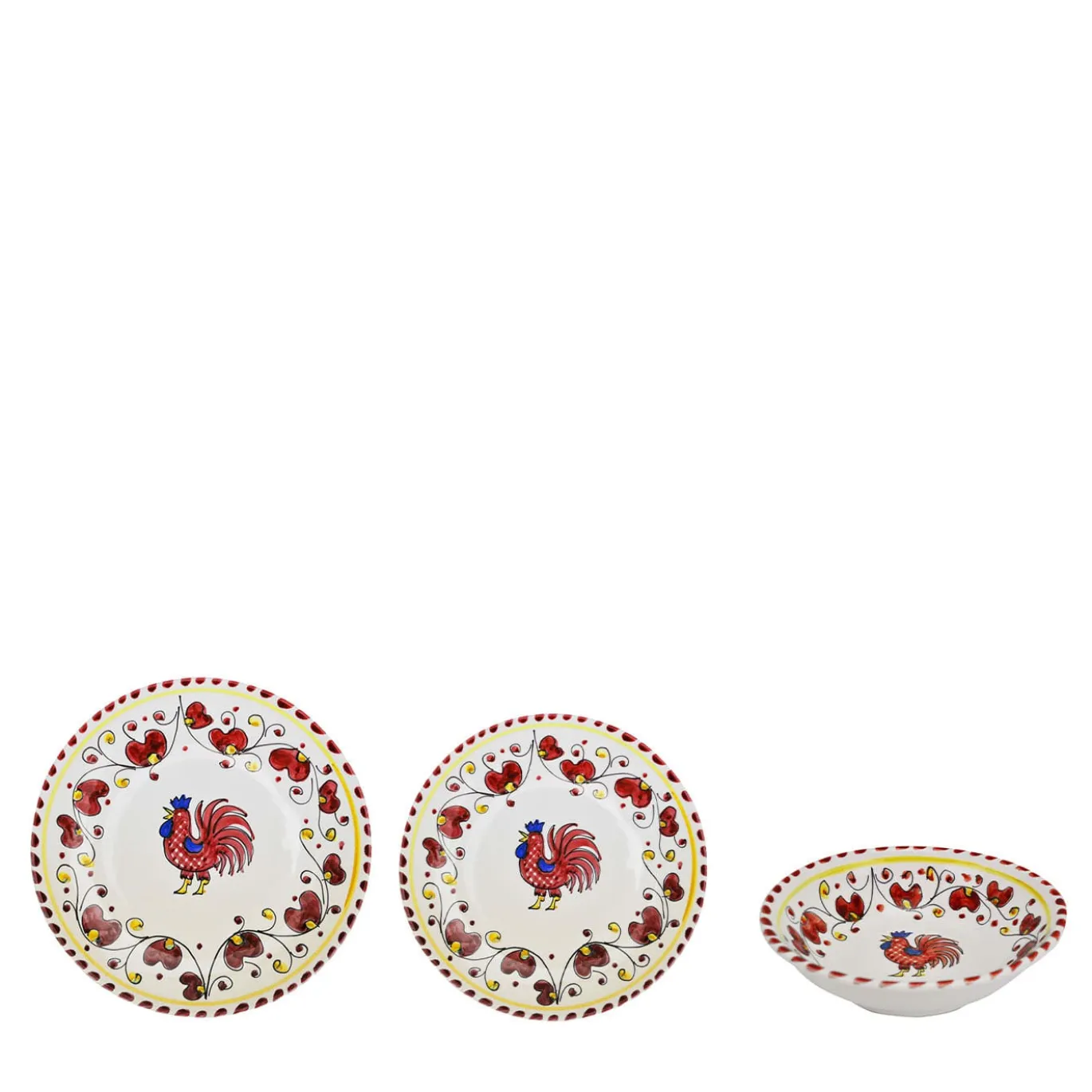 Set di 18 piatti Galletto Red