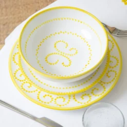 Set di 4 piatti in ceramica gialla Luminaria