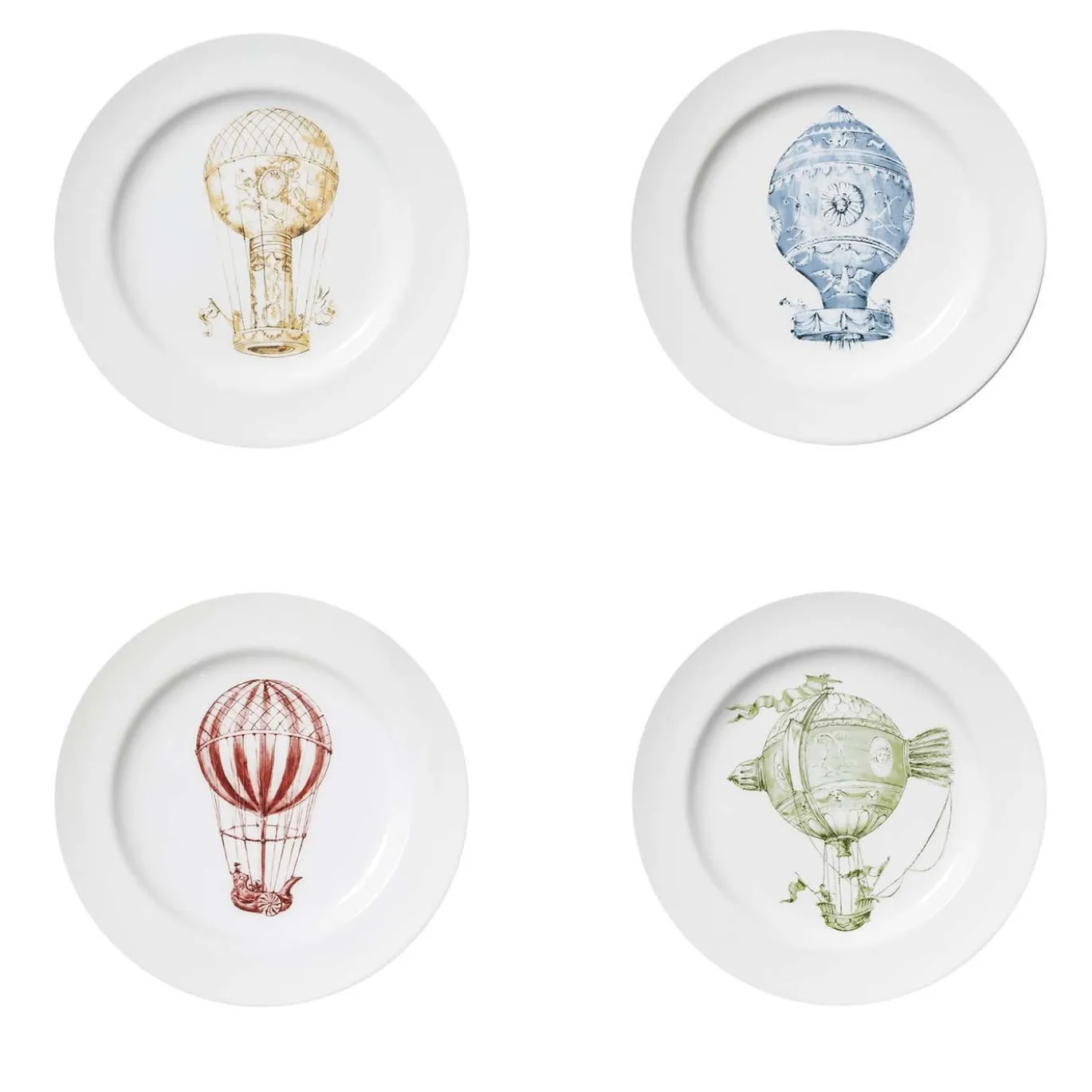 Set di 4 Piattini da Dessert Mongolfiere