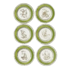 Set di 6 Piattini da Dessert Scimmie Verdi #1
