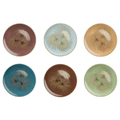 Set di 6 Piattini da Dessert Uccelli del Paradiso Oro