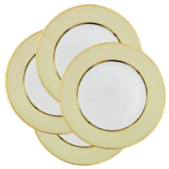 Set di 4 piatti piani in porcellana crema pastello