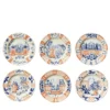 Set di 6 Piatti Piani Italian Views in Ceramica Bianca