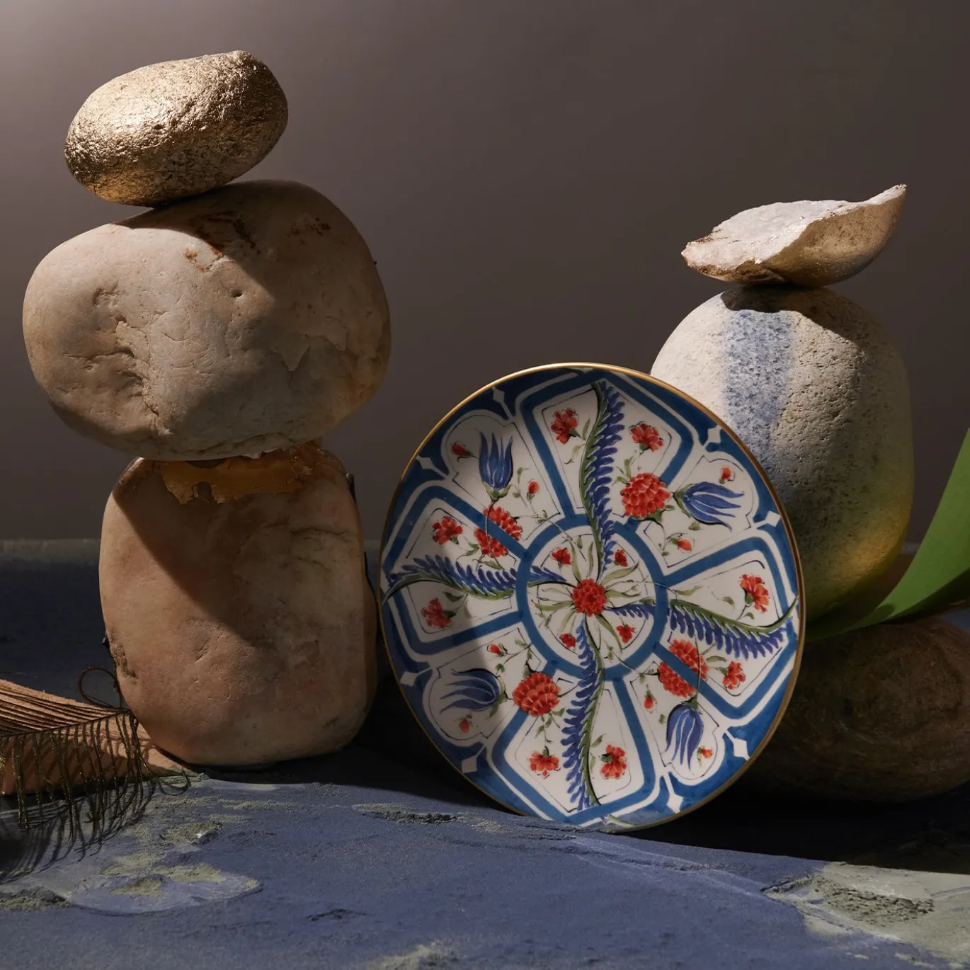 Set di 4 Piatti Piani Izmir in Ceramica