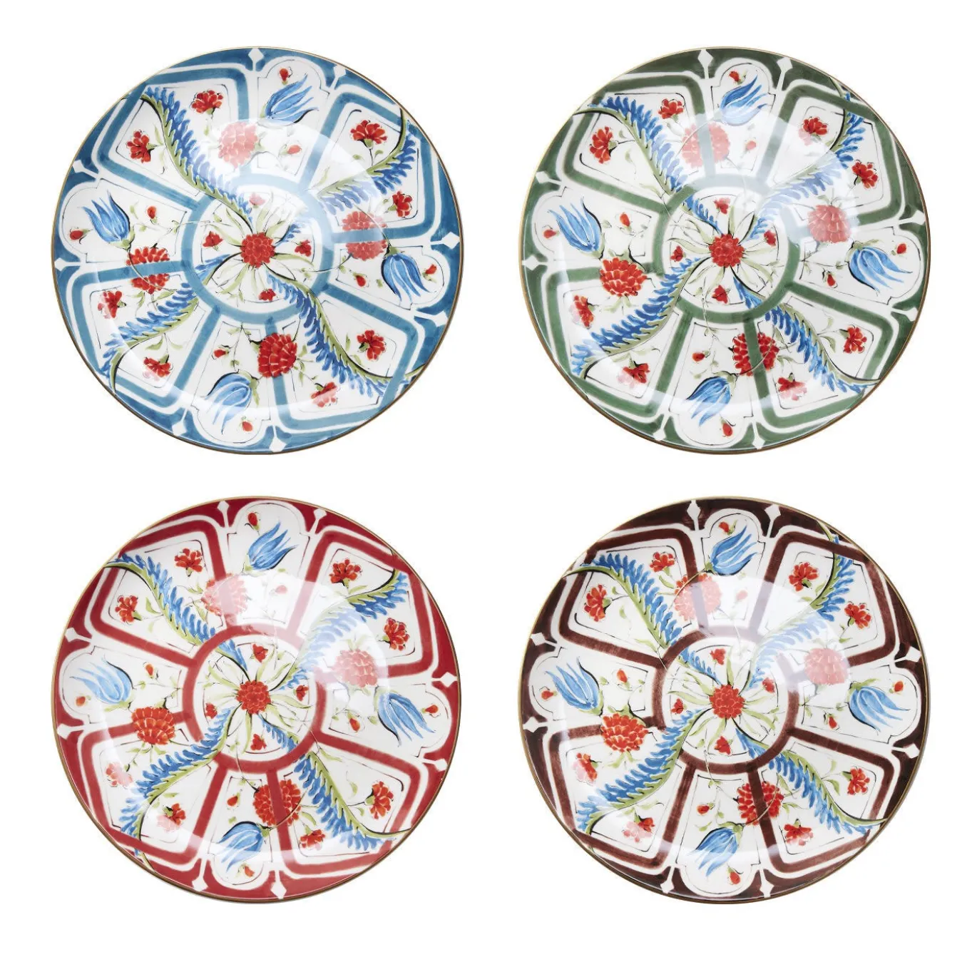 Set di 4 Piatti Piani Izmir in Ceramica