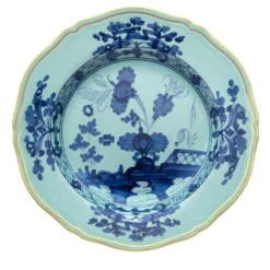 Set di 6 Piatti Piani Oriente Italiano Iris in Porcellana Blu