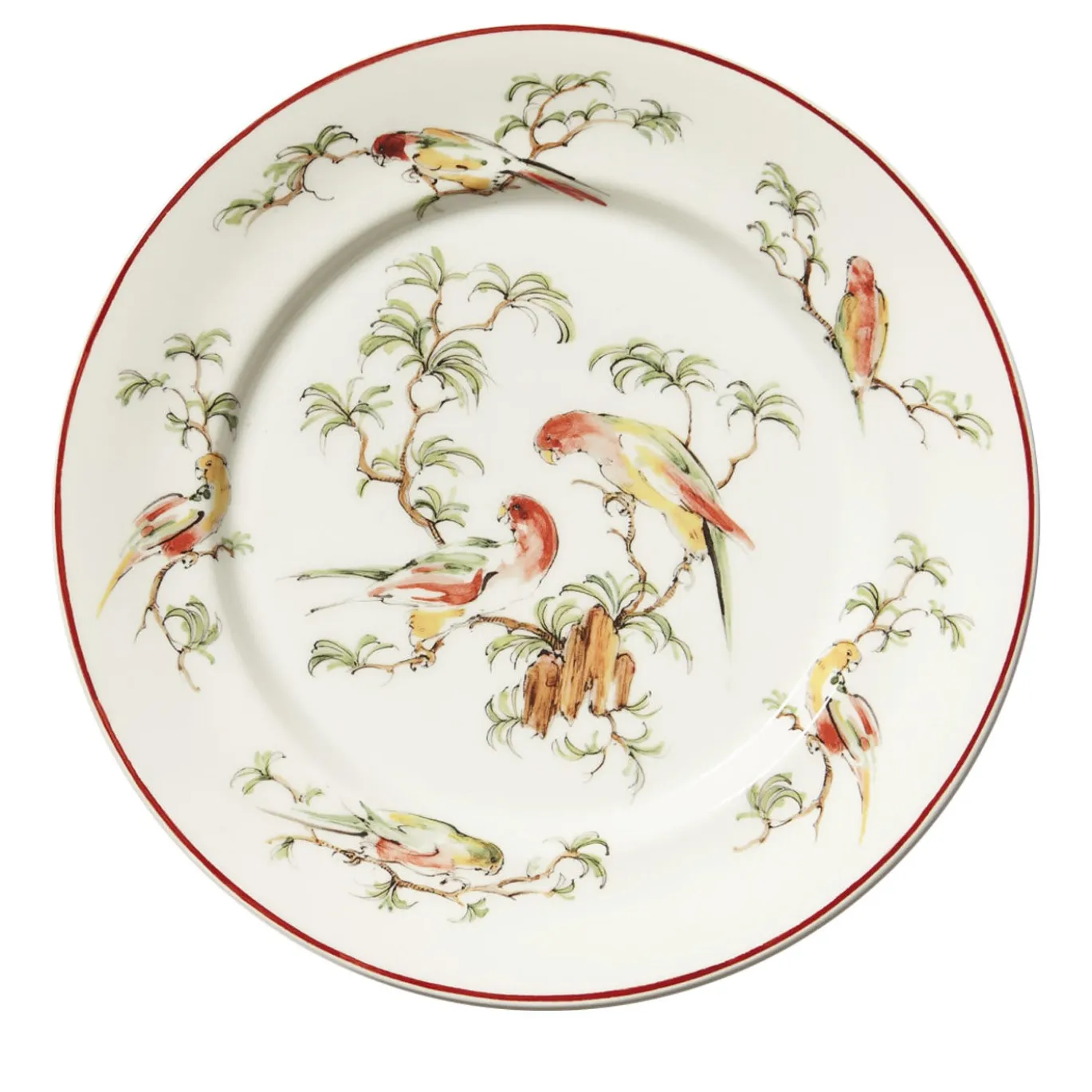 Set di 4 Piatti Piani Pappagallini