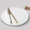 Set di 2 piatti piani rotondi in marmo bianco