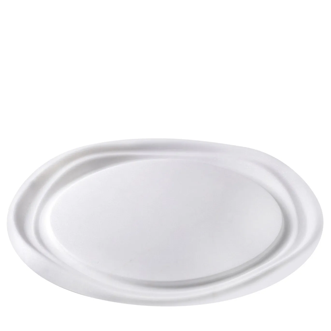 Set di 2 piatti piani rotondi in marmo bianco