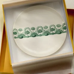 Set di 4 piatti piani rotondi Jardin à l'Italienne in ceramica verde