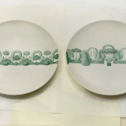Set di 4 piatti piani rotondi Jardin à l'Italienne in ceramica verde