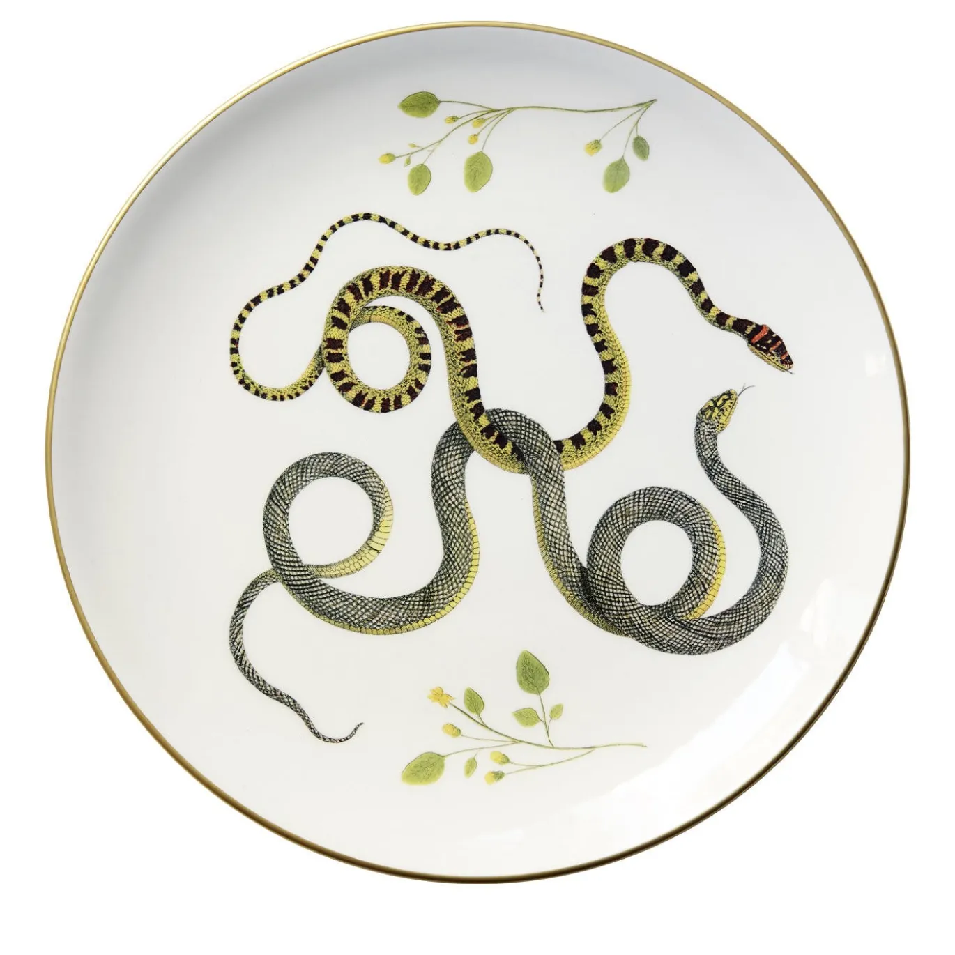 Set di 3 Piatti Piani Serpi #2 in Ceramica Bianca