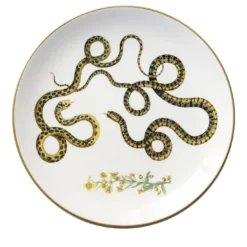 Set di 3 Piatti Piani Serpi #2 in Ceramica Bianca