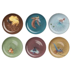 Set di 6 Piatti Piani Uccelli del Paradiso