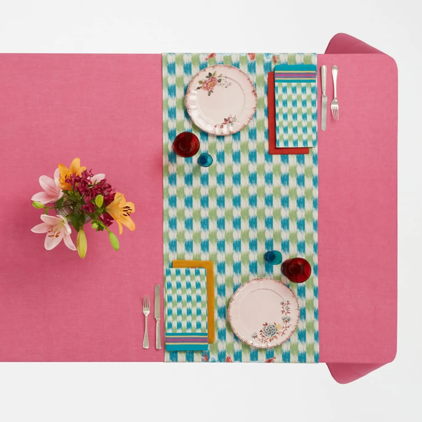 Set di 3 Piatti Piani Veranda Rosa