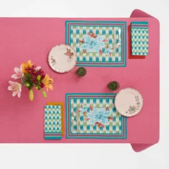 Set di 3 Piatti Piani Veranda Rosa