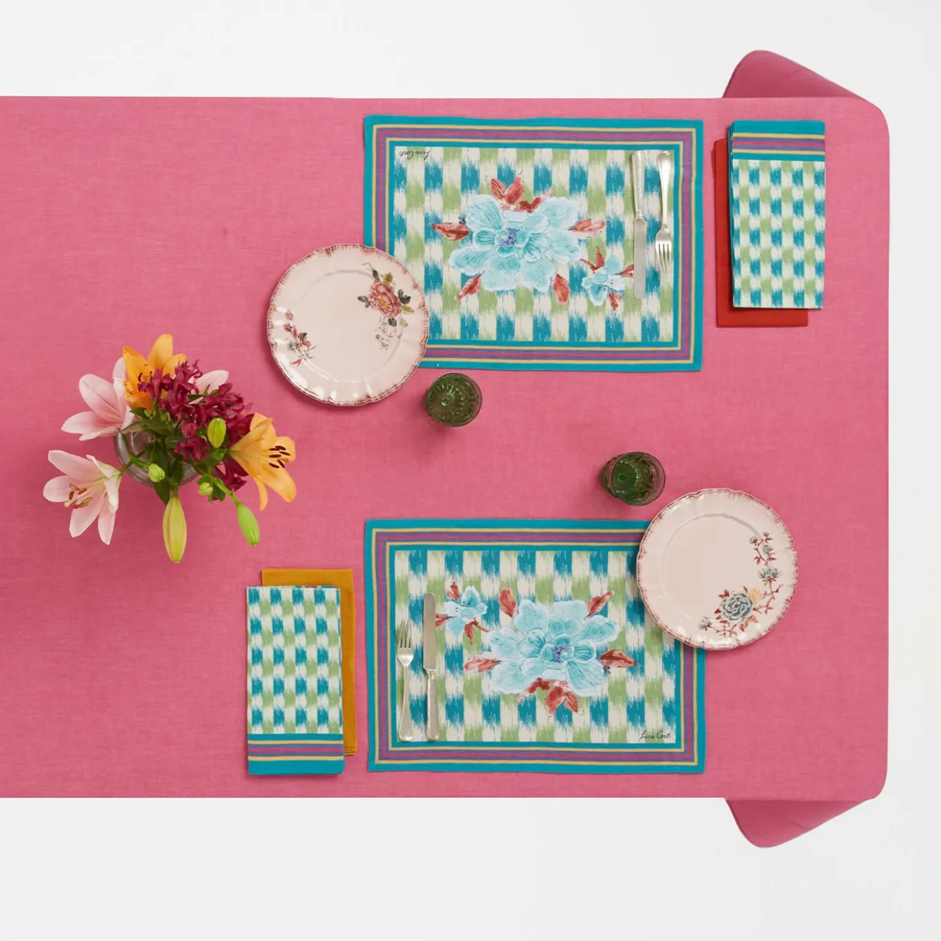 Set di 3 Piatti Piani Veranda Rosa