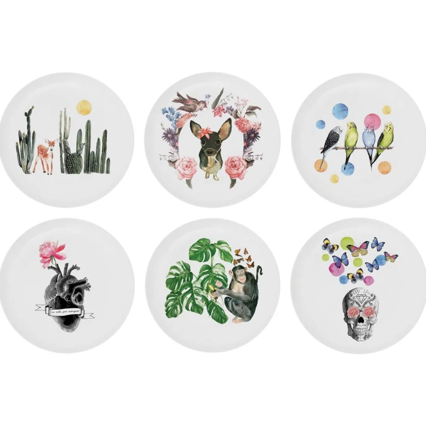 Set di 6 piatti policromi Be a Frida