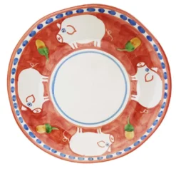 Set di 6 piatti rotondi rossi da portata Cortile 38cm