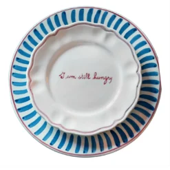 Set di 6 piatti smerlati in ceramica "Ho ancora fame