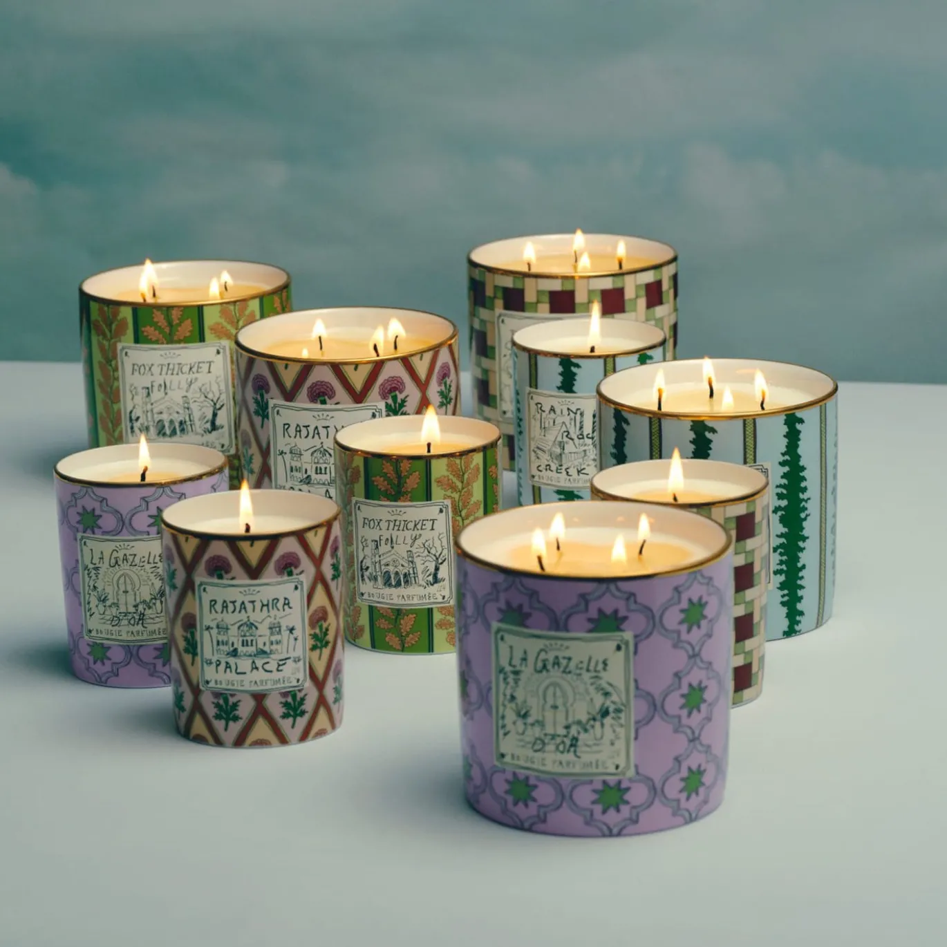 Set di 5 piccole candele profumate in porcellana Luchino
