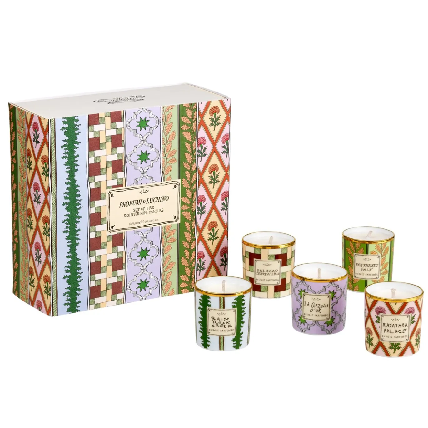 Set di 5 piccole candele profumate in porcellana Luchino