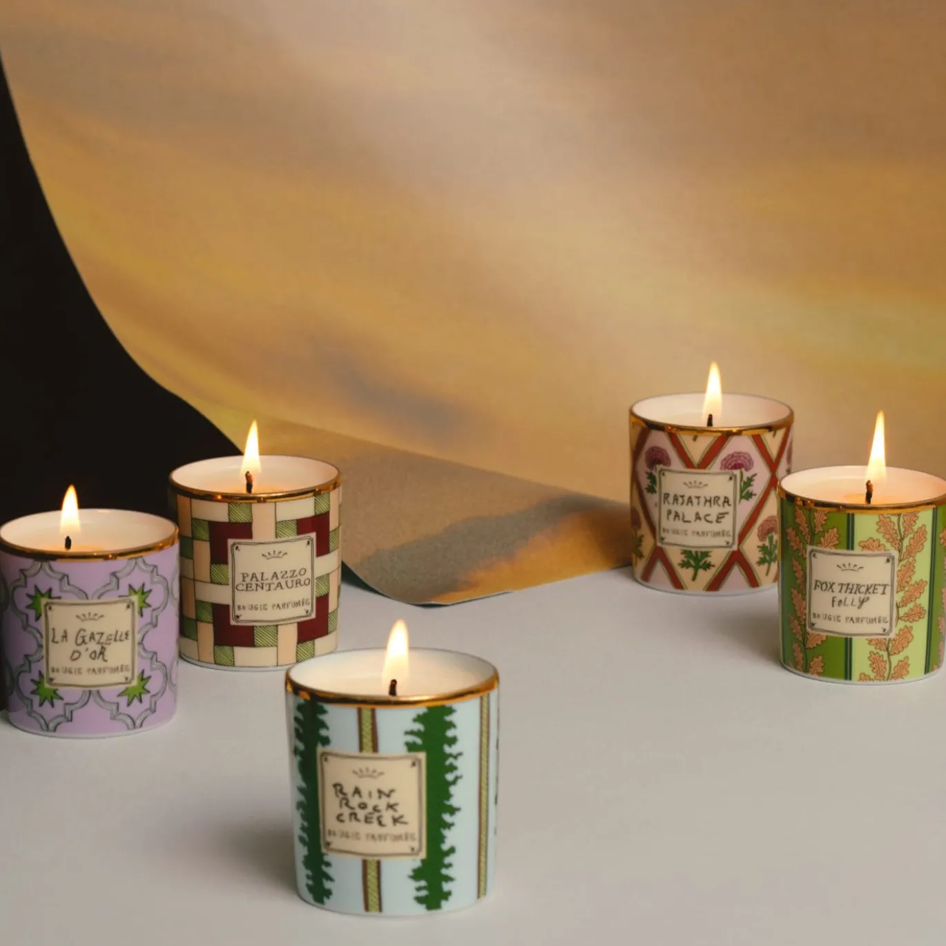 Set di 5 piccole candele profumate in porcellana Luchino