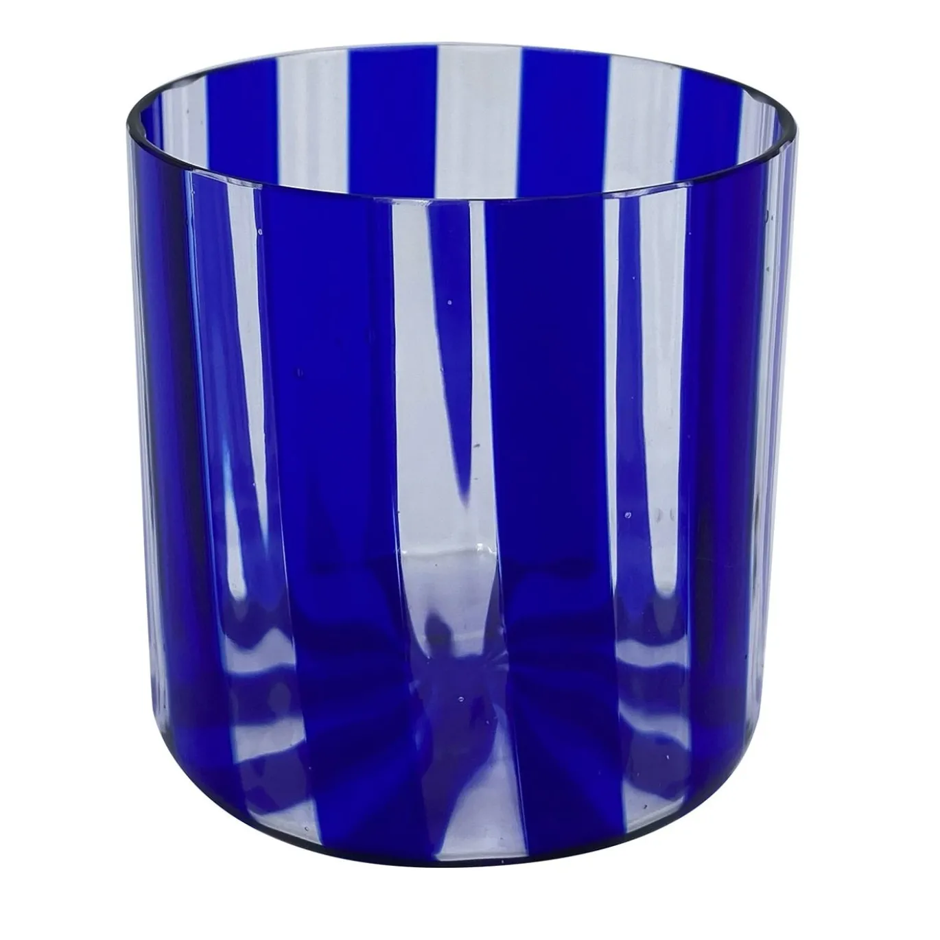 Set di 2 piccoli bicchieri da acqua blu a coste