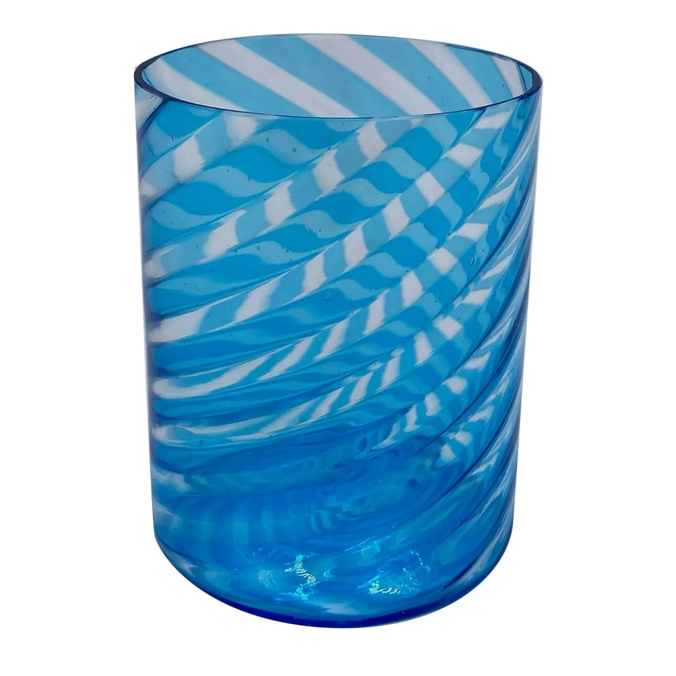 Set di 2 piccoli bicchieri da acqua a spirale blu chiaro