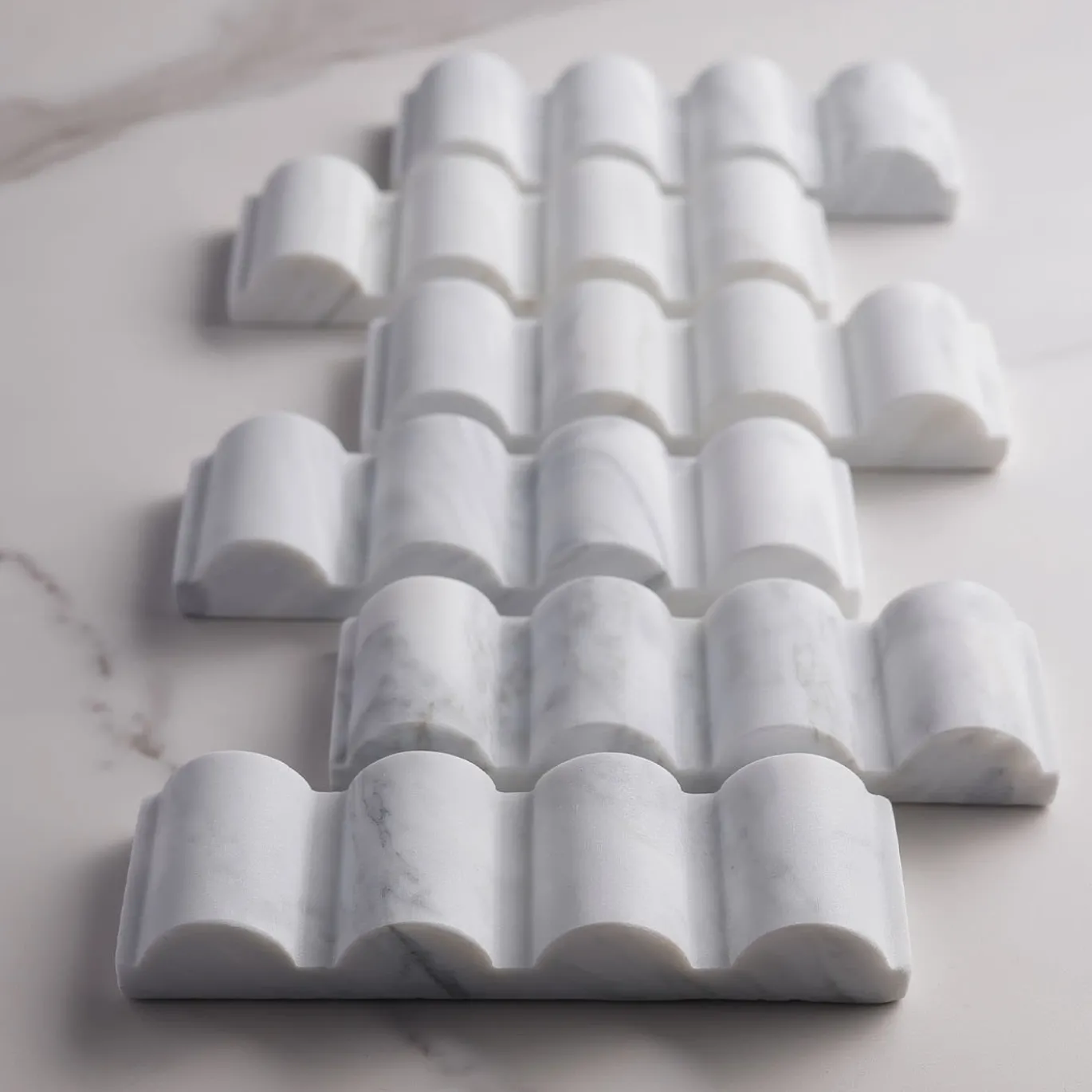Set di 6 poggiaposate in marmo bianco di Carrara Parati