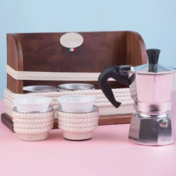 Set di 6 porta tazze da caffè espresso in alluminio grigio