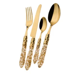 Set di posate Aladdin PVD Gold da 24 pezzi in oro trasparente con scatola