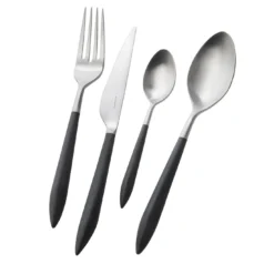 Set di posate Ares 24 pezzi in nero con scatola