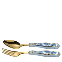 SET DI 2 POSATE DA DESSERT CON ROSE BLU