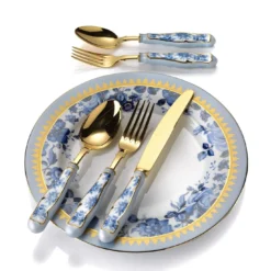 SET DI 2 POSATE DA DESSERT CON ROSE BLU