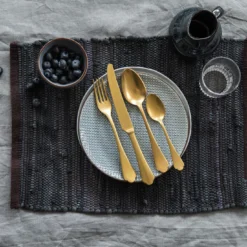 Set di Posate Dolcevita Vintage Oro 5 Pezzi in Acciaio Inossidabile