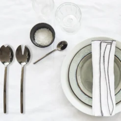 Set di Posate Due Oro Nero 5 Pezzi in Acciaio Inossidabile Grigio