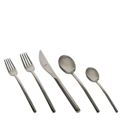Set di Posate Due Oro Nero 5 Pezzi in Acciaio Inossidabile Grigio