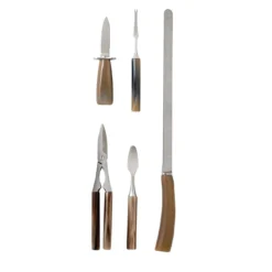 Set di posate Fish and Shellfish Deluxe in corno naturale