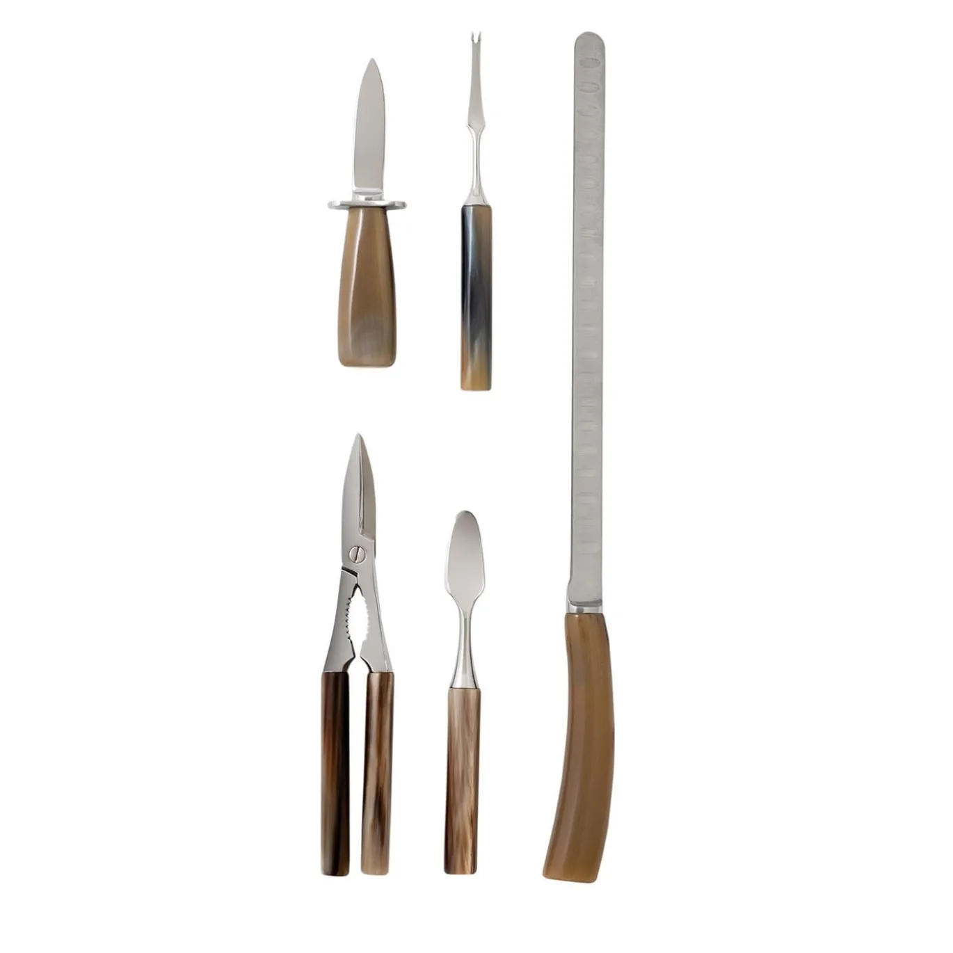 Set di posate Fish and Shellfish Deluxe in corno naturale