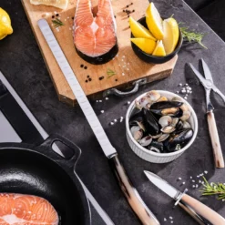 Set di posate Fish and Shellfish Deluxe in corno naturale