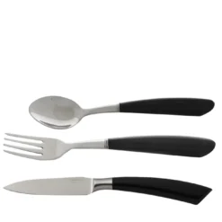 Set di 6 Posate (Forchetta, Coltello e Cucchiaio) in Acciaio Nero