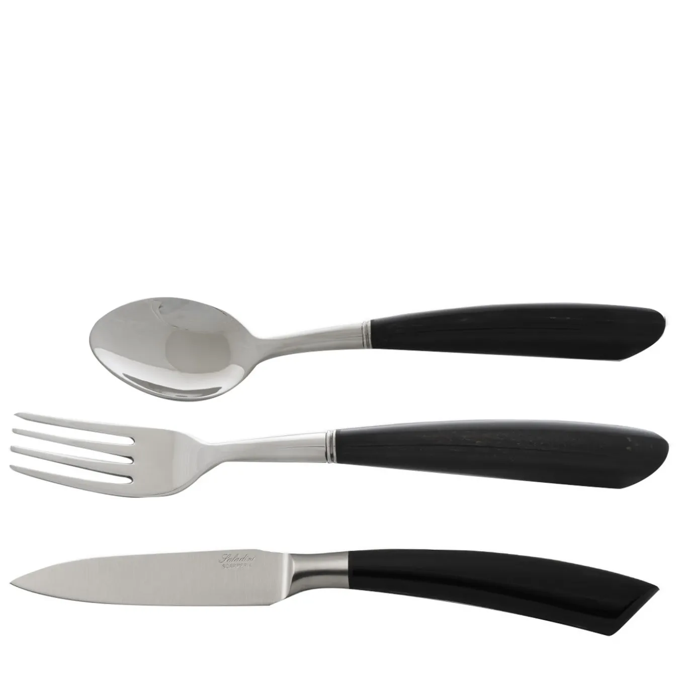 Set di 6 Posate (Forchetta, Coltello e Cucchiaio) in Acciaio Nero